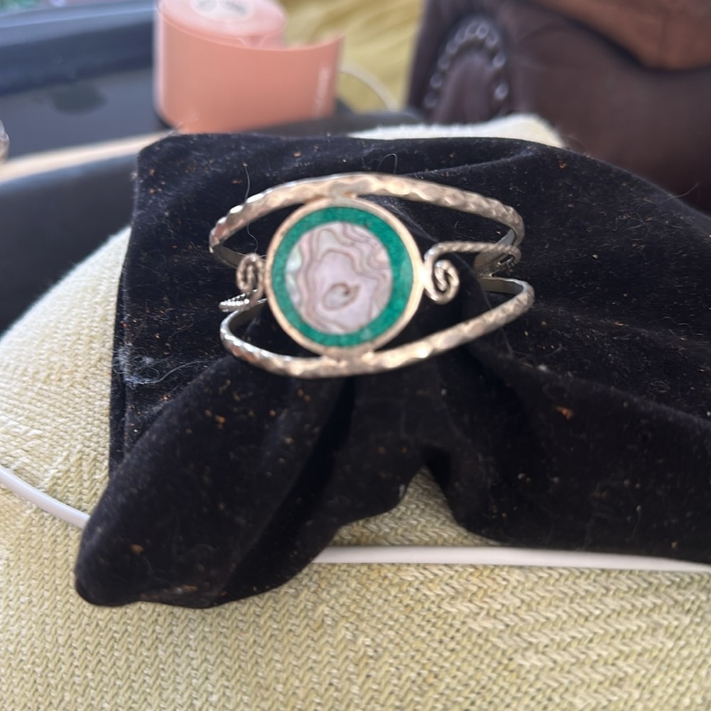 Hand Crafted Silver Bracelet with Abalone Shell